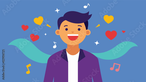 A man openly expresses his love for romantic comedies and emotional music breaking free from the pressure to only like masculine forms of entertainment.. Vector illustration