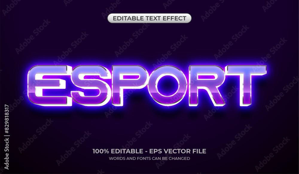 Esport text effect. Editable glowing neon and futuristic text effect. 3D modern gaming typography logo