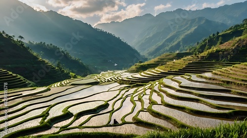 rice terraces in island photo