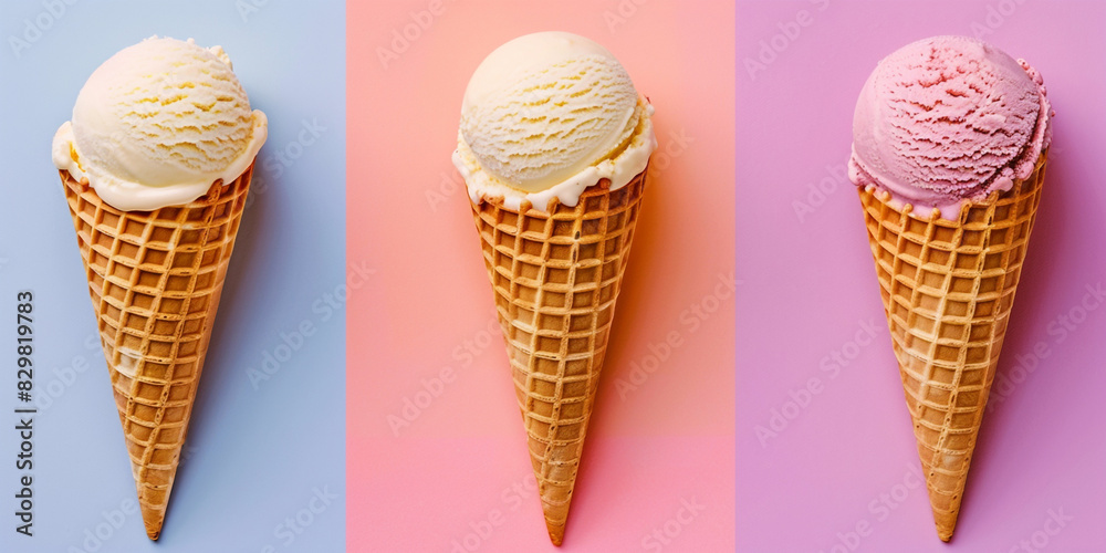 Delicious Ice Cream Cone with Scoop on Top Delicious Ice Cream Cone with Scoop on Top
