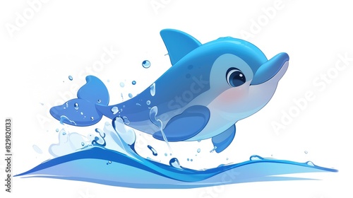 An adorable baby dolphin character illustration stands out against a clean white background