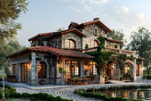 European-style retro villa with lake view © Adobe Contributor