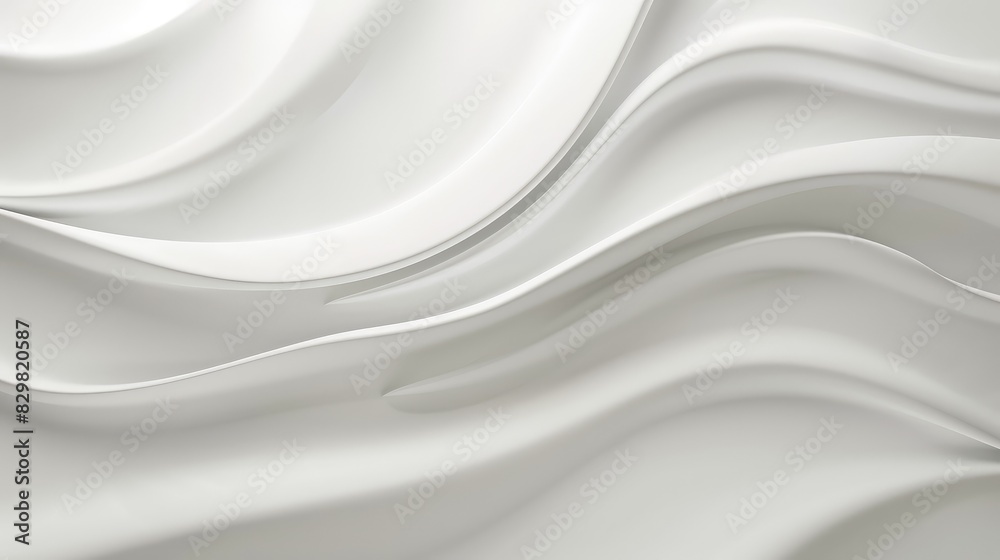 Obraz premium Smooth white waves blend with a clean background, creating a minimalist and elegant visual.