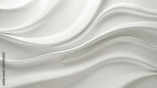Smooth white waves blend with a clean background, creating a minimalist and elegant visual.