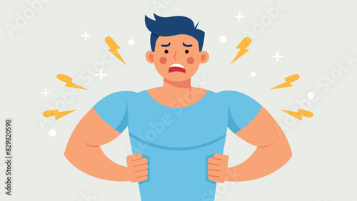 A man with a pained expression his joints and muscles aching from overuse and lack of rest days a common consequence of overexercising.. Vector illustration