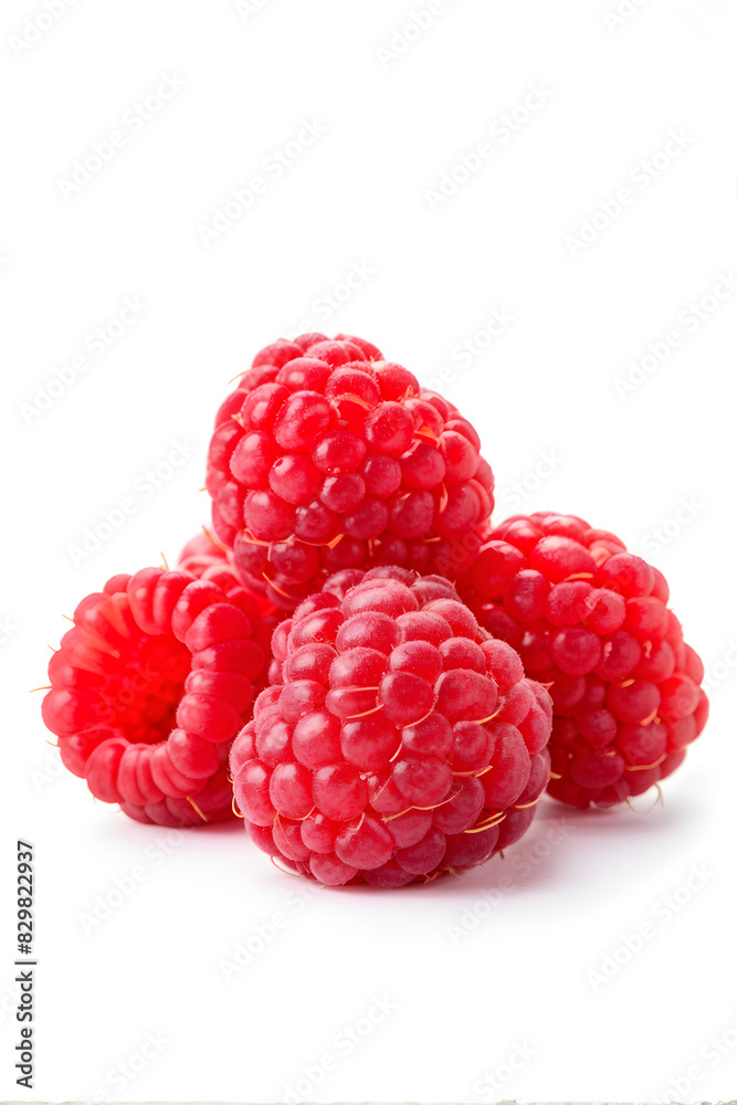 Red raspberries isolated on a white Red raspberries isolated on a white