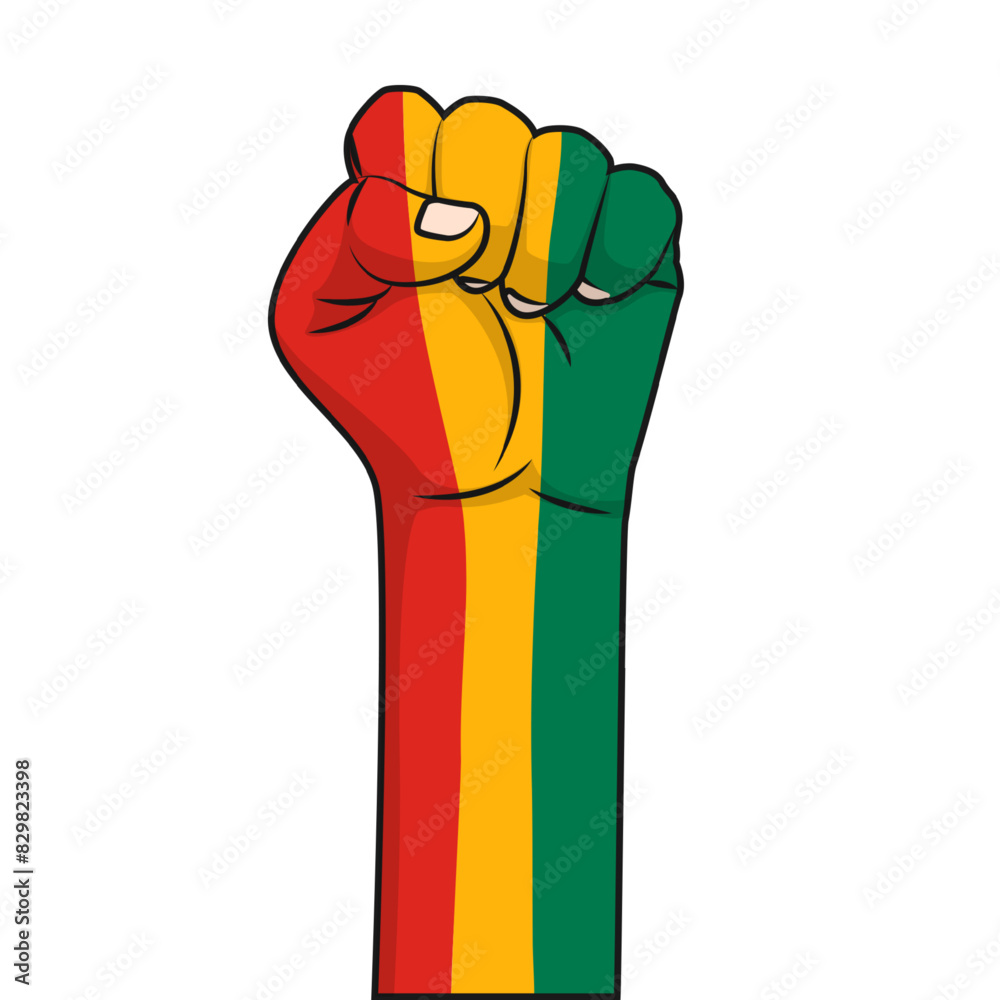 Vector illustration of fist hand in red, yellow and green color on transparent background Vector illustration of fist hand in red, yellow and green color on transparent background