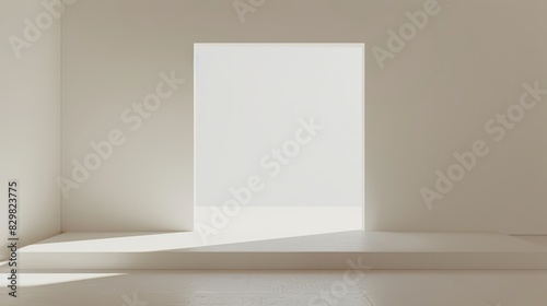 A minimalist abstract composition featuring an expansive white empty space against a clean background, evoking a sense of tranquility and simplicity.