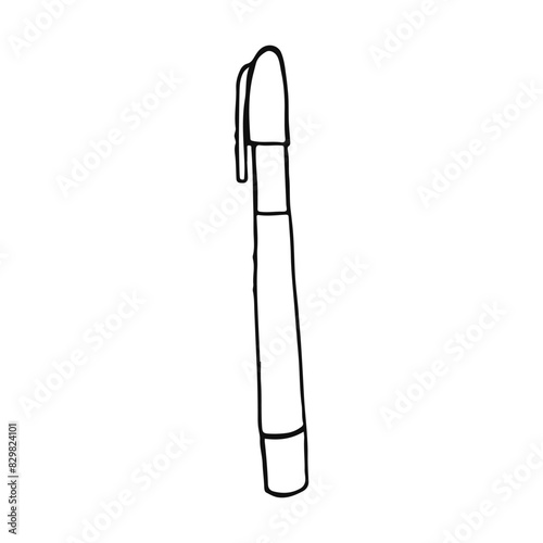 Black And White Illustration of a Standing Pen With Cap Side View