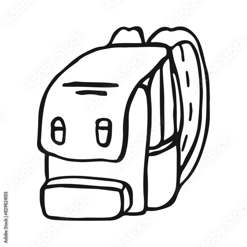 Simple Black and White Sketch of a Backpack in Daylight With Minimalist Design