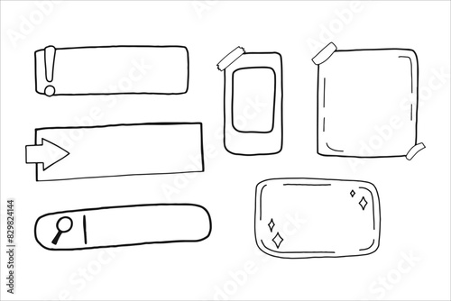 Hand-Drawn Sketches of User Interface Elements on White Background
