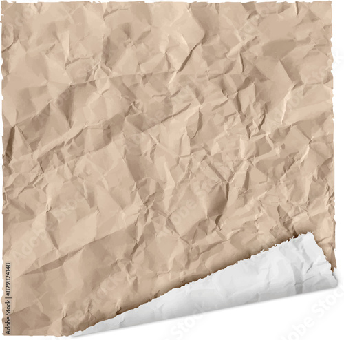 Natural Torn Paper, Crumpled with Folded Corner