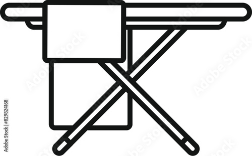 A simple line icon of a folding ironing board, suitable for web and app design