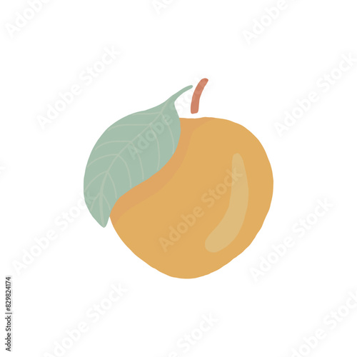 Hand-Drawn Apple With Green Leaf Against White Background in Daylight