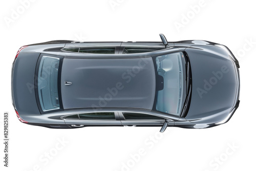 Top view of grey car top view transparent background