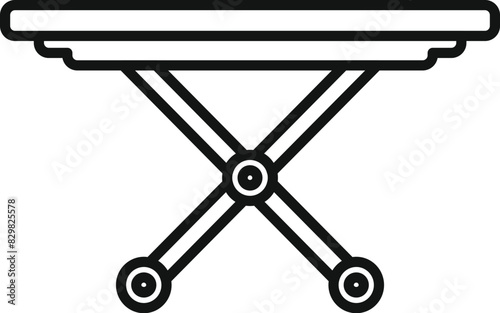 Vector illustration of a simple foldable table icon in black and white