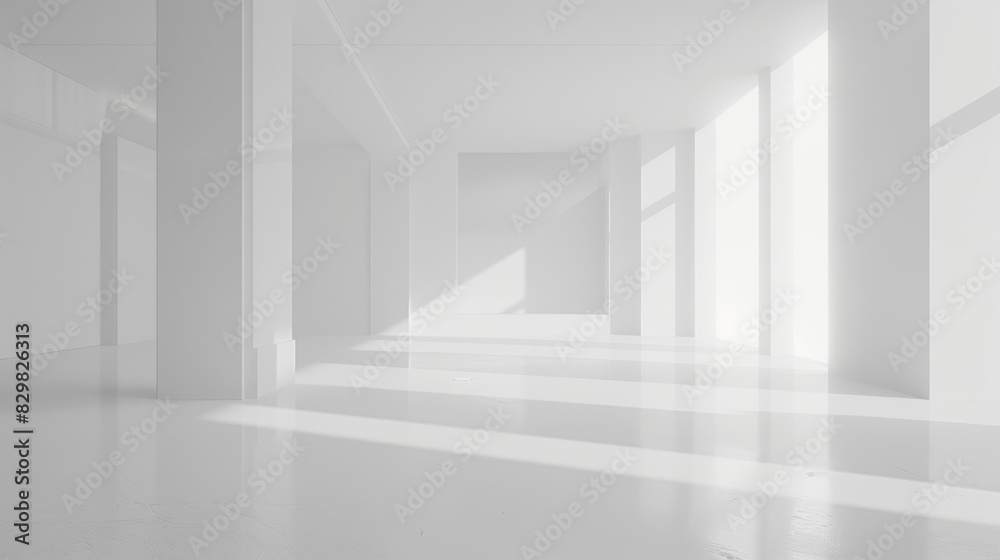 Fototapeta premium Expansive white space with a clean backdrop, ideal for modern and minimalist themes.