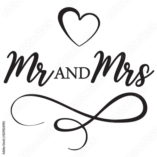 Mr & Mrs sign vector design laser cut heart swirl vector elements sign design wedding 
