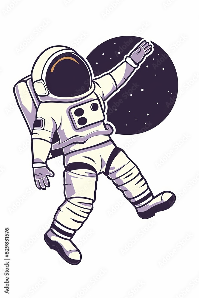 A cartoon astronaut is floating in space with his hand outstretched A cartoon astronaut is floating in space with his hand outstretched
