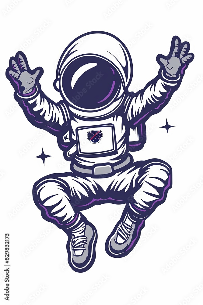 A cartoon astronaut is jumping in the air A cartoon astronaut is jumping in the air