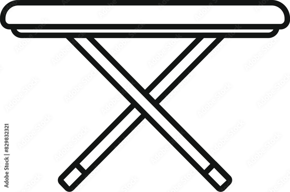Vector illustration of a minimalist ironing board in a black and white line art style Vector illustration of a minimalist ironing board in a black and white line art style
