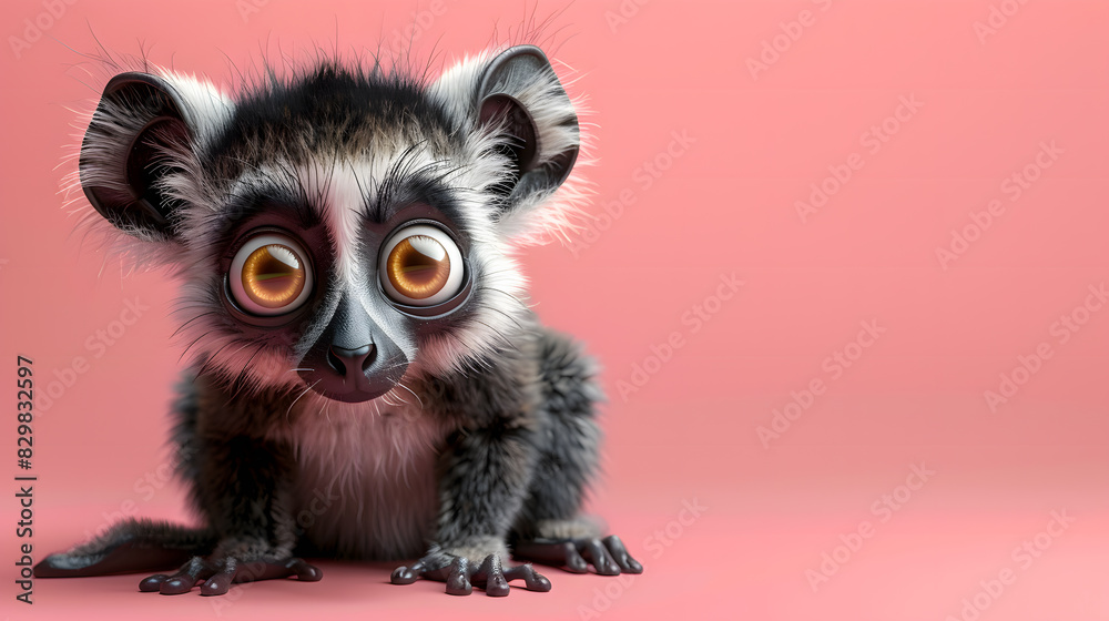 Cute Cartoon Lemur Banner with Room for copy Cute Cartoon Lemur Banner with Room for copy