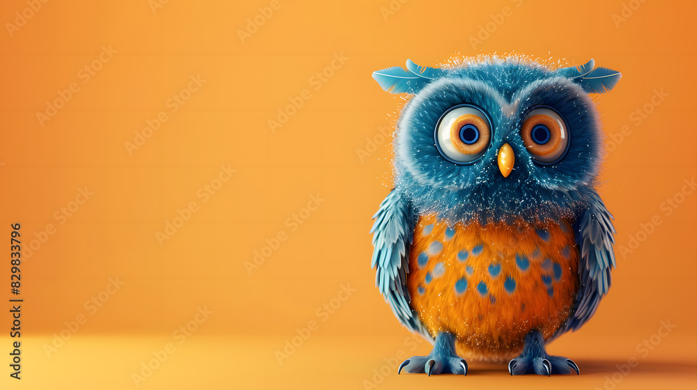 Cute Cartoon Owl Banner with Room for copy