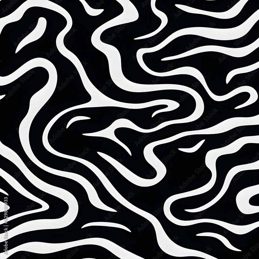 A black and white pattern of flowing lines. Abstract zebra print. Generative AI. A black and white pattern of flowing lines. Abstract zebra print. Generative AI.