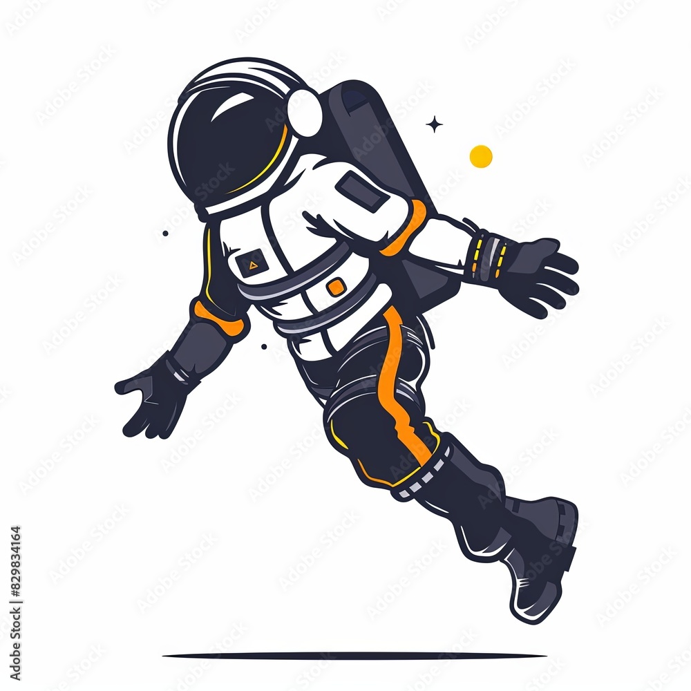 A cartoon astronaut is flying through space with a backpack on A cartoon astronaut is flying through space with a backpack on
