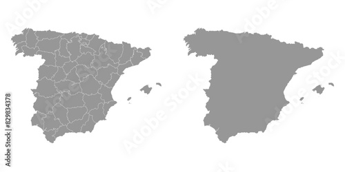 Spain map with administrative divisions. Vector illustration.
