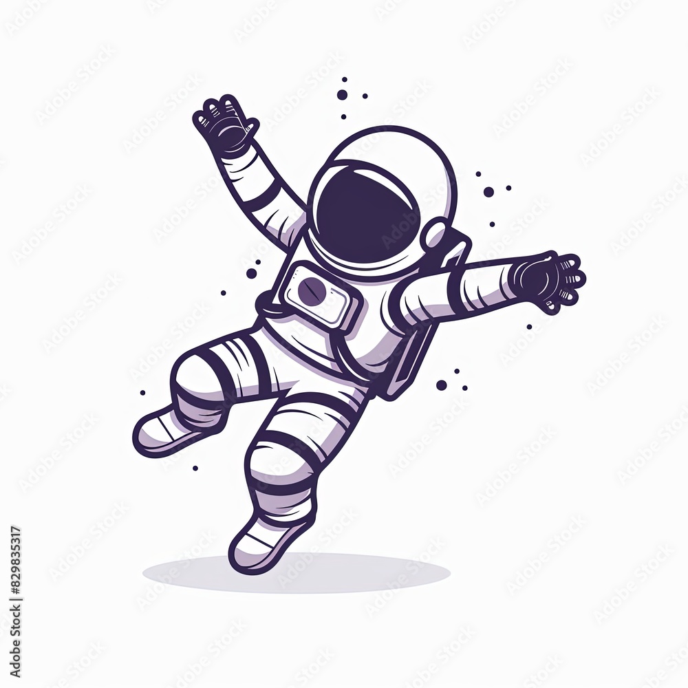 A cartoon astronaut is floating in space with his arms outstretched A cartoon astronaut is floating in space with his arms outstretched