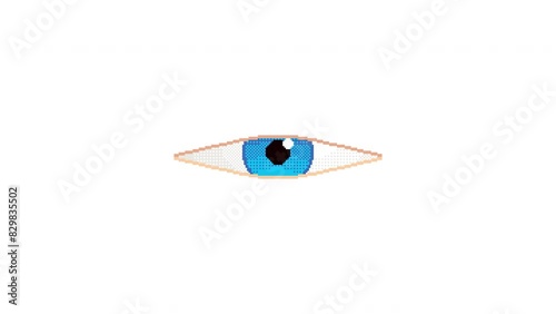 Animated pixel art blinking eye. Looping animation.