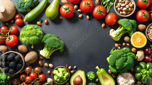 Fresh Assortment: Vegetables and Fruits for a Healthy, Balanced Diet photo