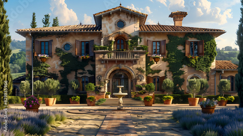 European Italian style characteristic building house exterior architectural design building exterior illustration photo