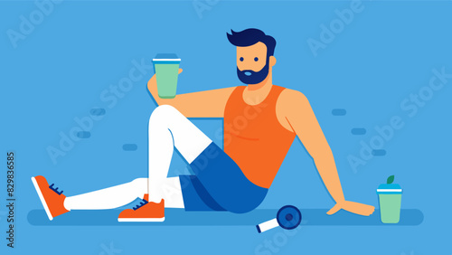 A man incorporating rest and recovery into his routine to prevent injury and promote muscle repair.. Vector illustration