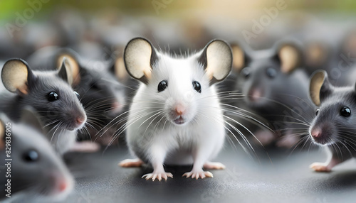 Whimsical Gathering of Mice on a Table. Generative AI photo