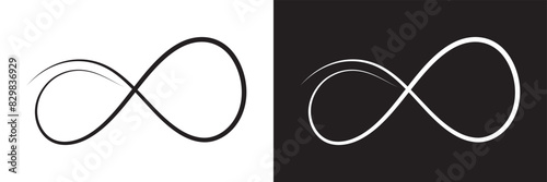 Hand drawn infinity symbol. Black infinity icon. Eternity, infinite, limitless and forever signs. isolated on white and black background. Vector illustration . EPS 10