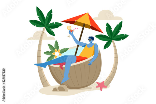 Summer Soak Fresh Vectors of Coconuts Under Palm 