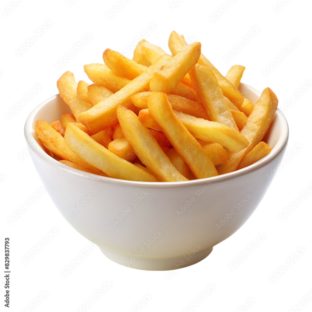 A bowl of fries on transparent background