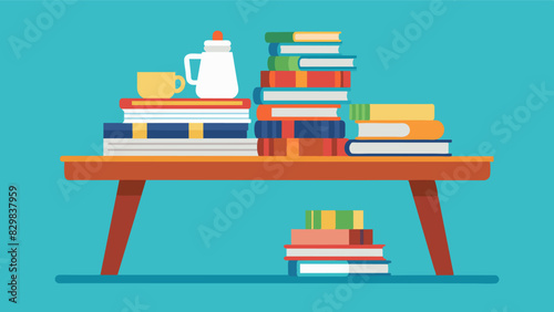 Books lined a table set up by a book lover who was more than happy to trade her beloved reads for new titles to add to her collection.. Vector illustration