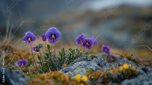 Wild Pansy Flowers in the Norwegian Wilderness