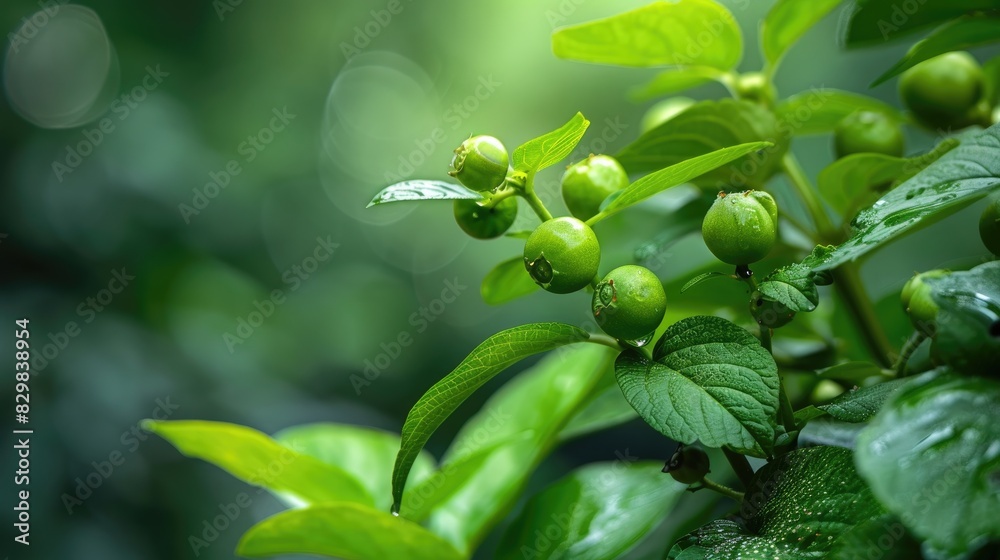 Young green berry growing in the garden