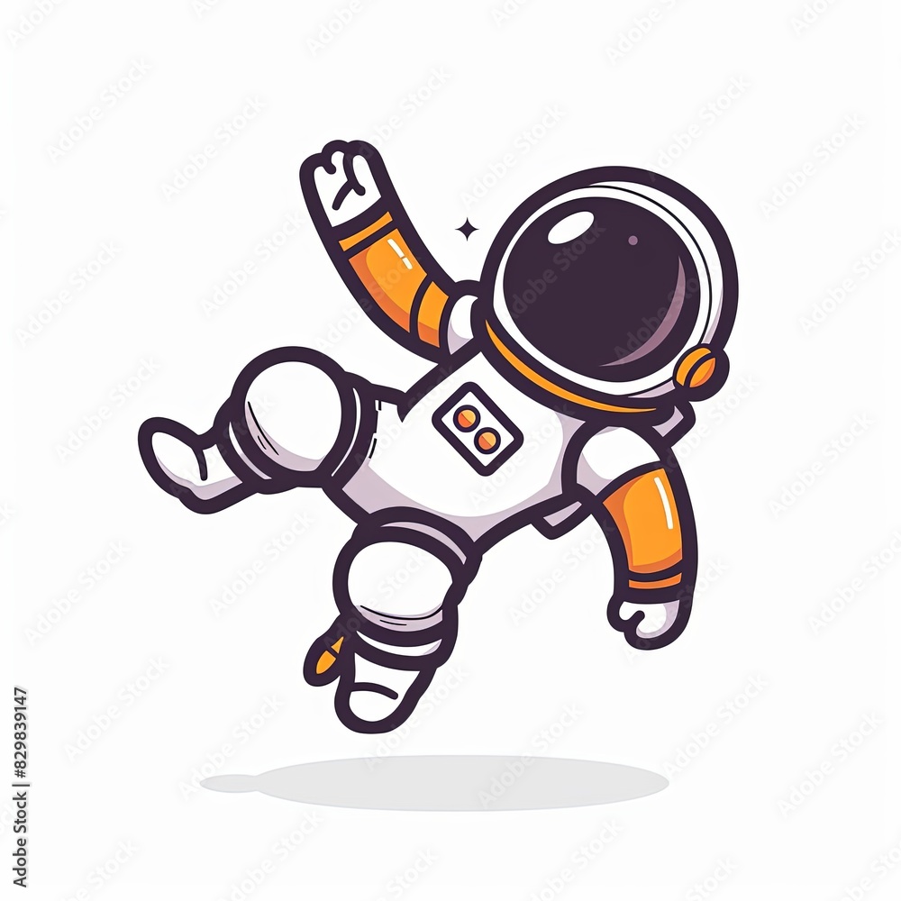 A cartoon astronaut is floating in space with his arms outstretched A cartoon astronaut is floating in space with his arms outstretched