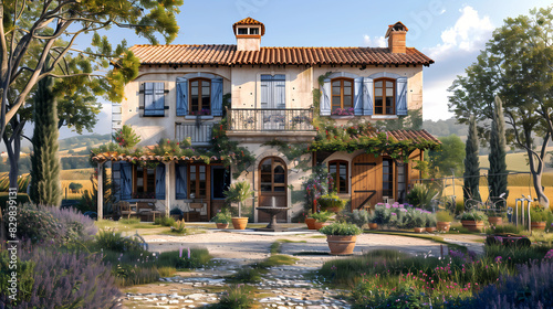 European French style characteristic building house exterior architectural design building exterior illustration photo