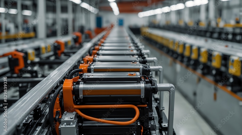 Assembly line for mass-producing electric vehicle batteries. Assembly line for mass-producing electric vehicle batteries.