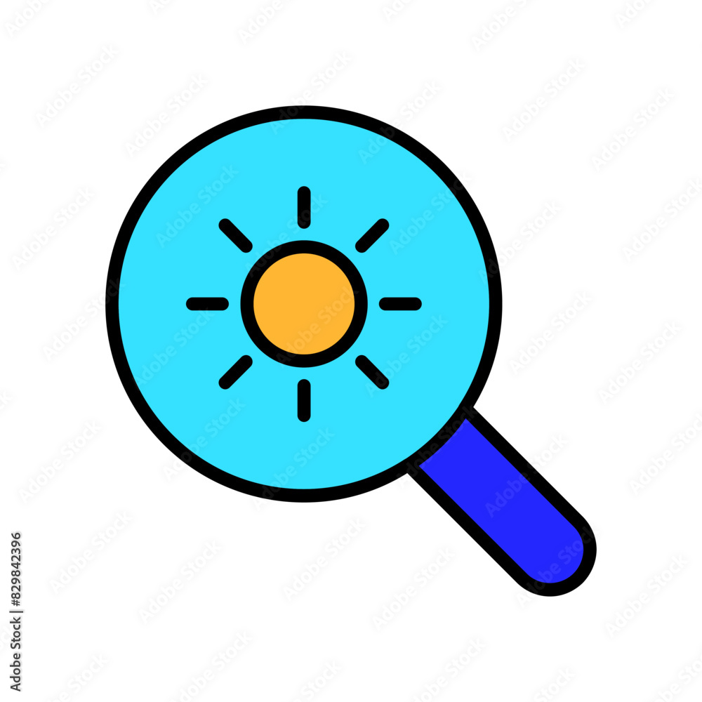 Sun protection set icon. Magnifying glass, sun, UV rays, sunscreen, skin care, sun safety, health, ultraviolet protection, skincare product, dermatology. Sun protection set icon. Magnifying glass, sun, UV rays, sunscreen, skin care, sun safety, health, ultraviolet protection, skincare product, dermatology.