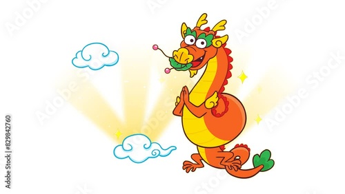Wallpaper Mural Animated Greeting Dragon on White Background for Video Stock Torontodigital.ca