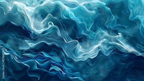 Blue abstract background with flowing waves.