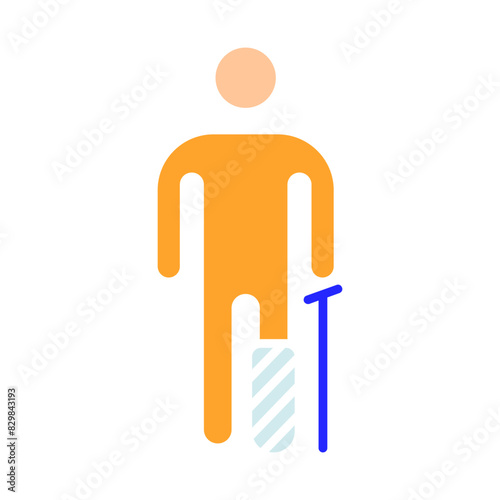 Prosthetic leg icon. Trauma, disabled person, people with disabilities, stump, accident, medicine, amputation, ableism, handicapped, wheelchair, Disability Rights Movement.