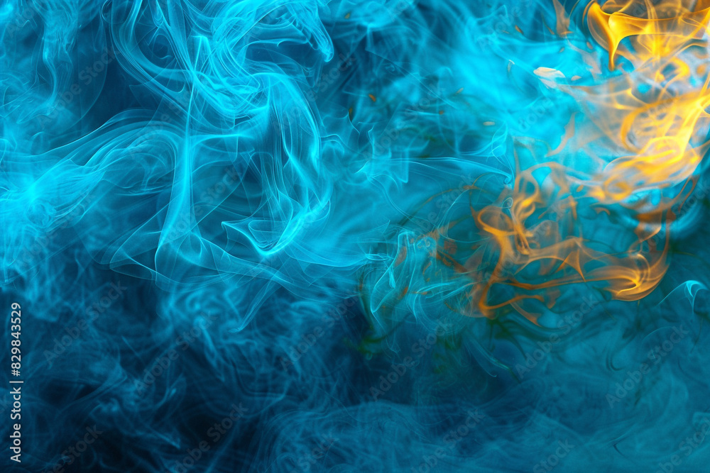 Obraz premium Neon ruby red enriches glossy emerald green smoke in a rich concert backdrop.